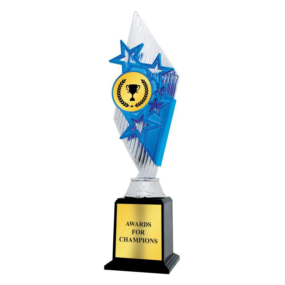 Trophy Design Blue Economy Trophy 19540 Silver Blue - Medal Supplier | Award Ribbon ...